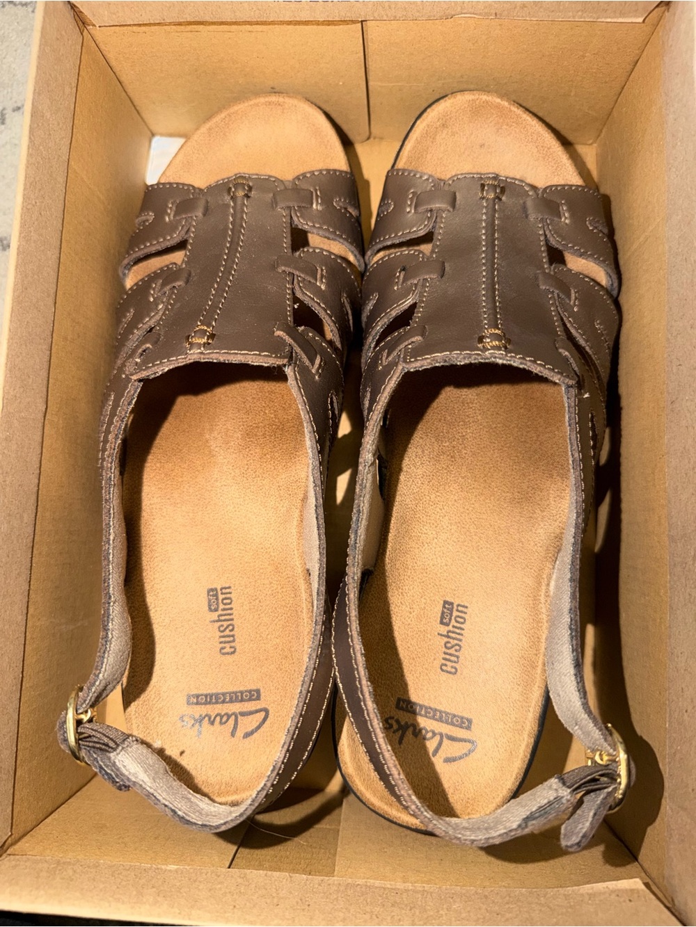 Clarks Brown Leather Slingback Sandals